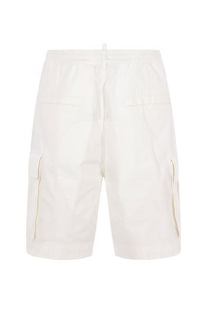 Pantalone corto cargo in cotone color avorio DSQUARED | S71MU0881D35058100