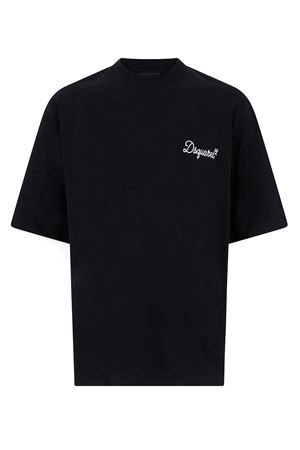 Black cotton loose fit T-shirt DSQUARED | S74GD1525D20106900