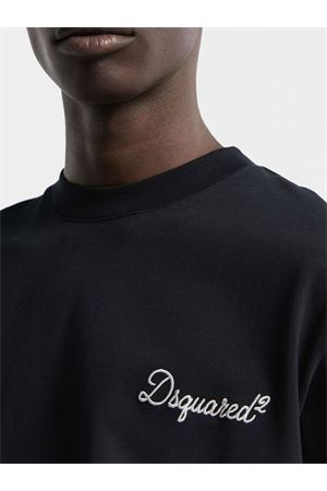 Black cotton loose fit T-shirt DSQUARED | S74GD1525D20106900