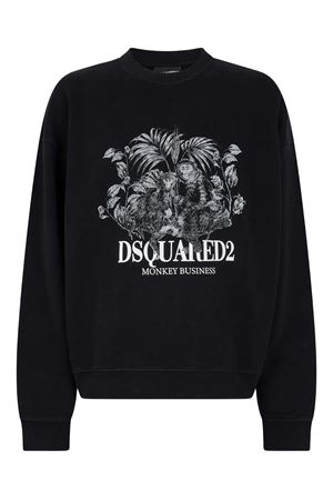 Felpa in cotone nero DSQUARED | S74GU0946D25028900