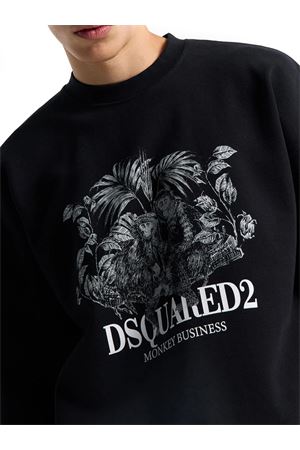 Felpa in cotone nero DSQUARED | S74GU0946D25028900