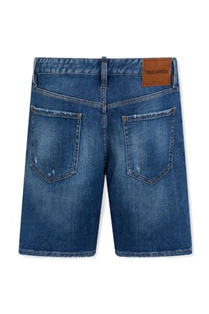 Shorts in denim di cotone elasticizzato blu DSQUARED | S74MU0990S30872470