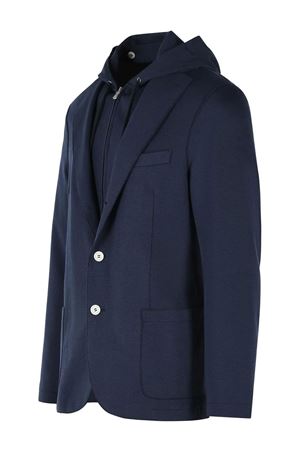 Single-breasted jacket in blue cotton blend jersey ELEVENTY | M70GIAF02TES0M03711