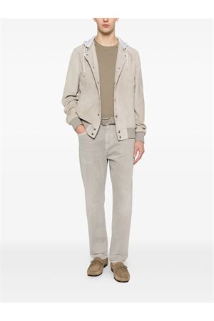 Sage and light grey hooded suede jacket ELEVENTY | M75GBTM35PEL0M0330713