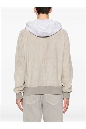 Sage and light grey hooded suede jacket ELEVENTY | M75GBTM35PEL0M0330713