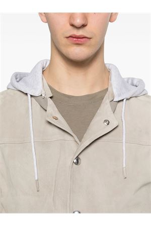 Sage and light grey hooded suede jacket ELEVENTY | M75GBTM35PEL0M0330713