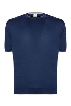 T-shirt in maglia di cotone blu ELEVENTY | M76MAGM65MAG0M0411103