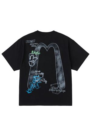 Hand-drawn Daicock and Multi-pocket Graffiti T-shirt EVISU | 2ESHTM6TS1100BLKX