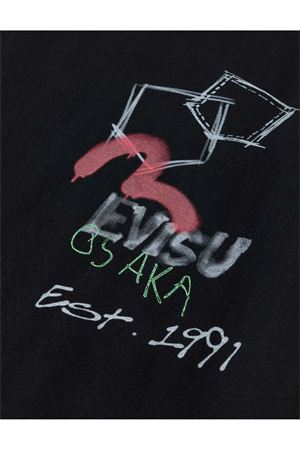 Hand-drawn Daicock and Multi-pocket Graffiti T-shirt EVISU | 2ESHTM6TS1100BLKX