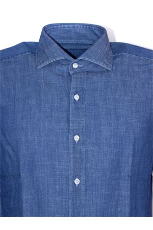 Regular Fit Stone Washed Denim Shirt FAY | NCMA152115LZBLU207