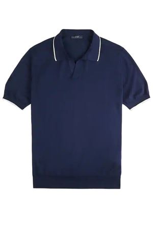 Polo in maglia rasata di cotone blu FAY | NMMC1521740VHY0535