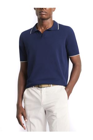 Polo in maglia rasata di cotone blu FAY | NMMC1521740VHY0535