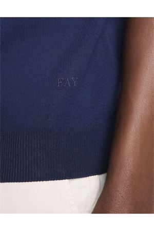 Polo in maglia rasata di cotone blu FAY | NMMC1521740VHY0535