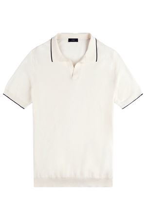 Polo in maglia rasata di cotone bianco neutro FAY | NMMC1521740VHY134E