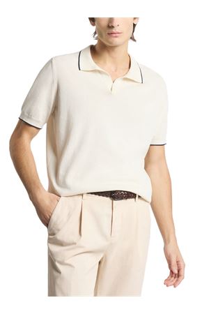 Polo in maglia rasata di cotone bianco neutro FAY | NMMC1521740VHY134E