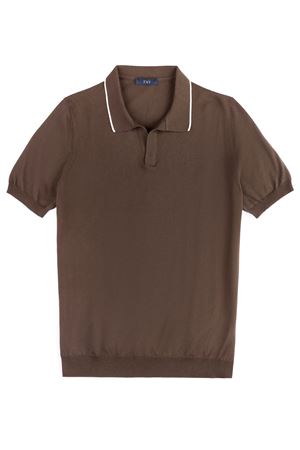 Polo in maglia rasata di cotone marrone FAY | NMMC1521740VHY4867