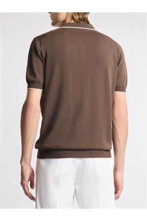 Polo in maglia rasata di cotone marrone FAY | NMMC1521740VHY4867