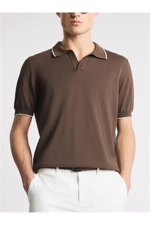 Polo in maglia rasata di cotone marrone FAY | NMMC1521740VHY4867