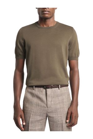 T-shirt in green brown Cotton Knit FAY | NMMC152175TOHPS410