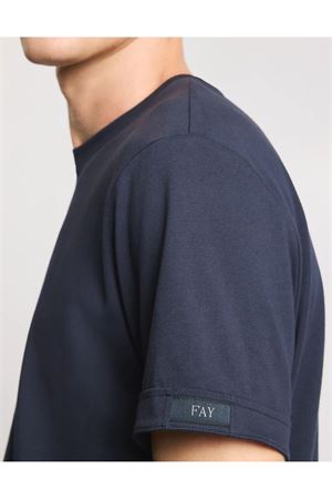 T-shirt Regular Fit in Jersey di Cotone Blu FAY | NPMB3521330UCXU806