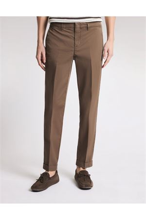 Pantaloni Slim Fit in Gabardine Stretch Marrone FAY | NTM8652187TGURS612