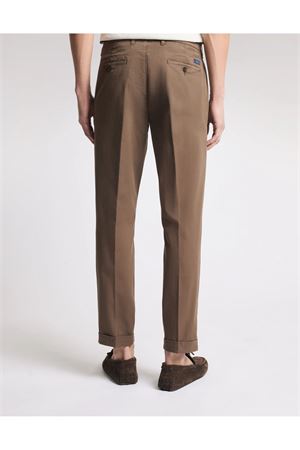 Pantaloni Slim Fit in Gabardine Stretch Marrone FAY | NTM8652187TGURS612