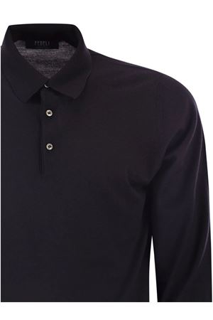 Polo in lana superfine blu scuro FEDELI | MU0070156