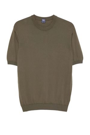 T-shirt in cotone a maglia color verde oliva FEDELI | MU0D8014197