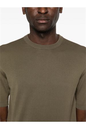 T-shirt in cotone a maglia color verde oliva FEDELI | MU0D8014197