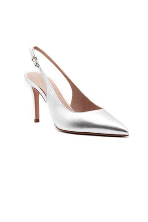 Light silver metallic leather slingback pumps FESTA | ARTEMIDESLUXORSILVER