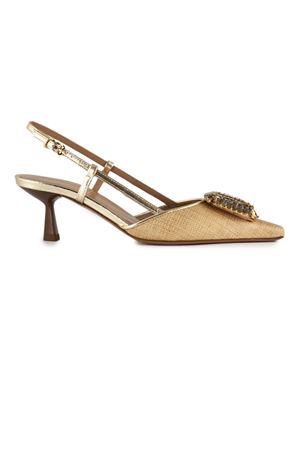 Julien slingback pumps in linen-effect fabric FESTA | JULIENLINOPLATINO