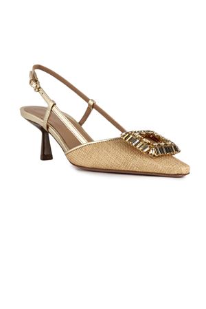 Julien slingback pumps in linen-effect fabric FESTA | JULIENLINOPLATINO