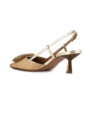 Julien slingback pumps in linen-effect fabric FESTA | JULIENLINOPLATINO