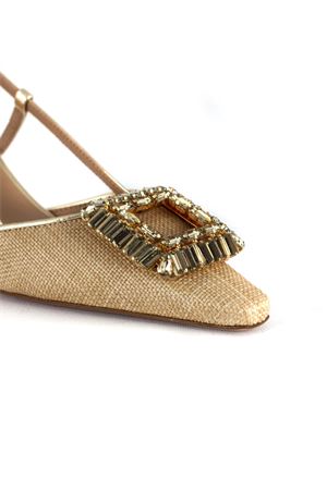 Julien slingback pumps in linen-effect fabric FESTA | JULIENLINOPLATINO