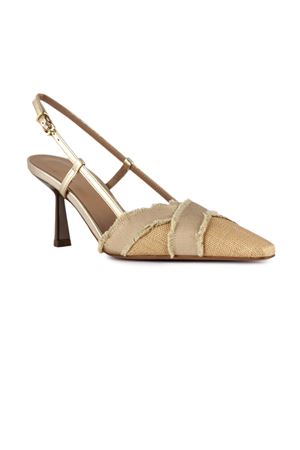 Leonia slingback pumps in linen-effect fabric FESTA | LEONIASLINOPLATINO