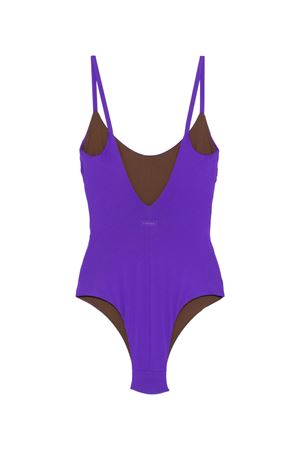 Reversible purple and brown Olympic-style one-piece swimsuit FISICO | CC28MBF7346