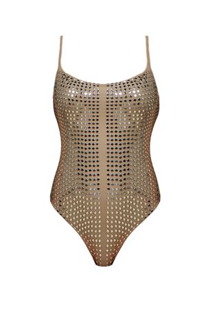 Brown microfiber one-piece swimsuit FISICO | MC07BPF0403