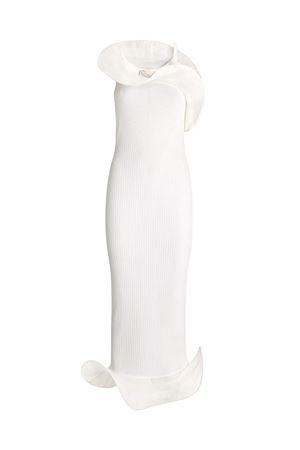 Abito midi in maglia di viscosa bianco GENNY | 80AJF896CMX70003
