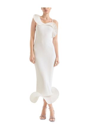 Abito midi in maglia di viscosa bianco GENNY | 80AJF896CMX70003