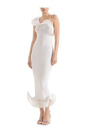 Abito midi in maglia di viscosa bianco GENNY | 80AJF896CMX70003
