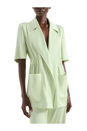 Giacca lunga in tessuto fluido leggero verde GENNY | 80AJQ558N0783142