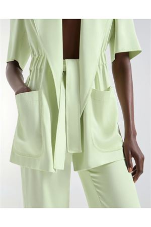 Giacca lunga in tessuto fluido leggero verde GENNY | 80AJQ558N0783142