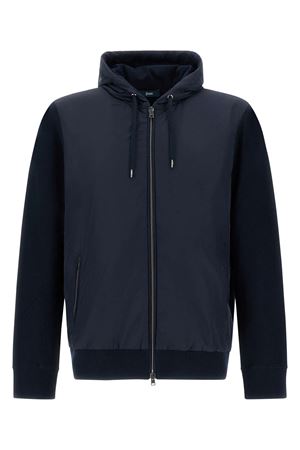Cardigan in filato di puro cotone blu HERNO | MC000168U720569201