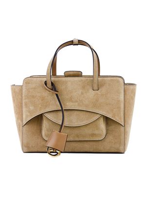 Caramel suede M-shaped flap bag HIDESINS | FL12SDCML