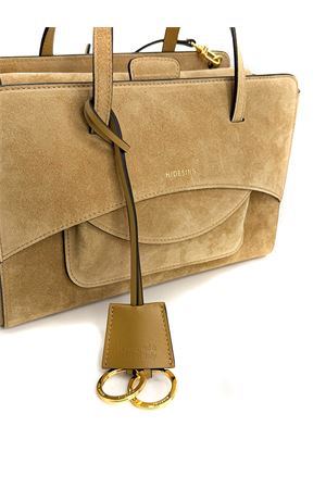 Caramel suede M-shaped flap bag HIDESINS | FL12SDCML