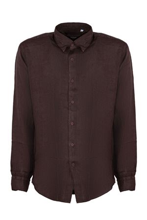 Brown long-sleeved linen shirt INLINUM | CIL03BROWN