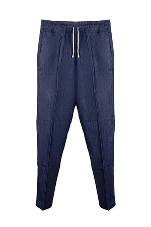 Denim blue linen-cotton blend trousers INLINUM | CIL17SS