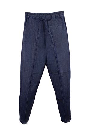Denim blue linen-cotton blend trousers INLINUM | CIL17SS