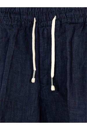 Denim blue linen-cotton blend trousers INLINUM | CIL17SS