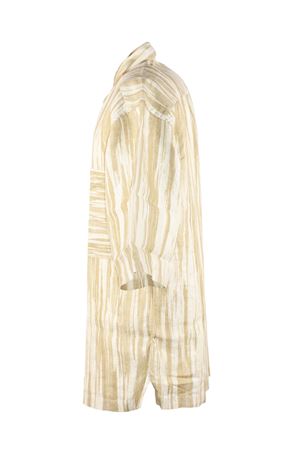 White and beige striped linen shirt INLINUM | CIL24TORTORA